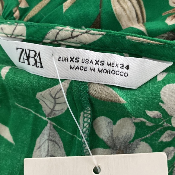 Zara Green Floral Tiered Maxi Dress - Picture 3 of 8